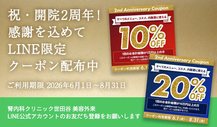祝・開院2周年！感謝を込めてLINE限定クーポン配布中