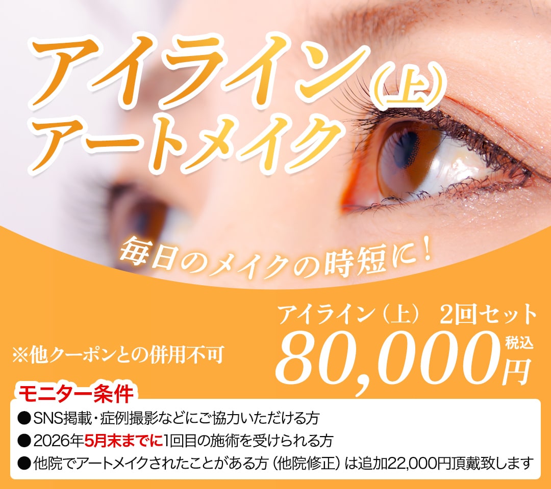 アイライン（上）アートメイクモニター募集 2回セット80,000円